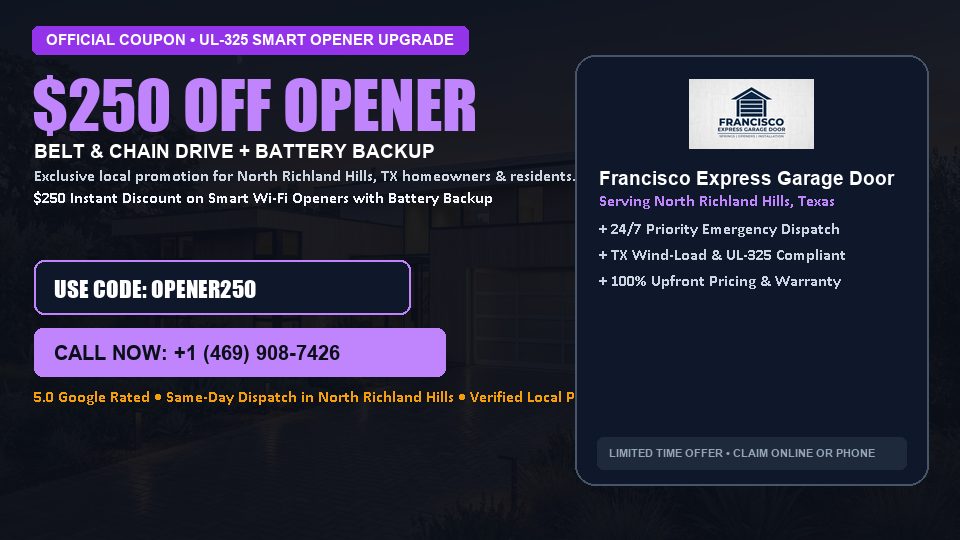 Francisco Express Garage Door $250 OFF Premium LiftMaster Opener Installation