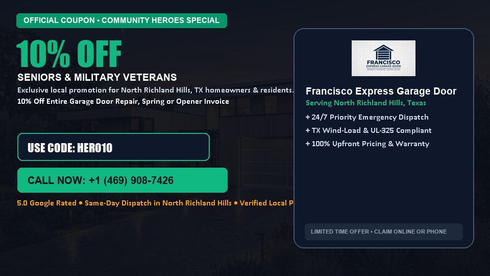 Francisco Express Garage Door 10% OFF Seniors & Military Veterans